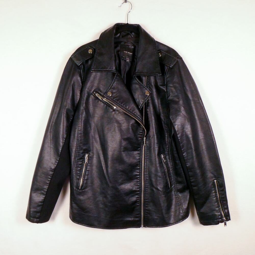 Lane Bryant Faux Leather Moto Jacket Size 14 XL Goth Indie Rocker Motorcycle